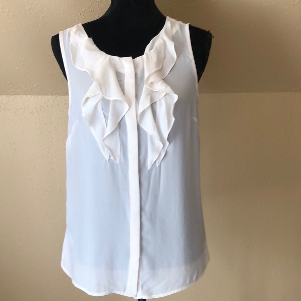 LOFT Semi-Sheer Sleeveless Ruffle Top